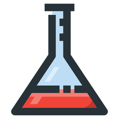 Erlenmeyer Flask Vector Filled Line Icon 32x32 Pixel Perfect. Editable 2 Pixel Stroke Weight. Colorful Medical Health Icon for Website Mobile App Presentation