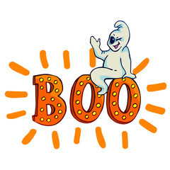 Halloween ghost cartoon set