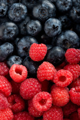 Fresh blueberries and raspberries