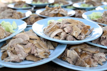 A stack of Dish of Duck Stew in Plate Ready to serve in the party.