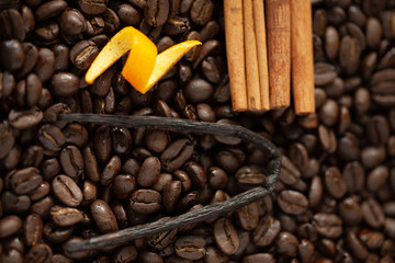 coffee beans with flavor elements