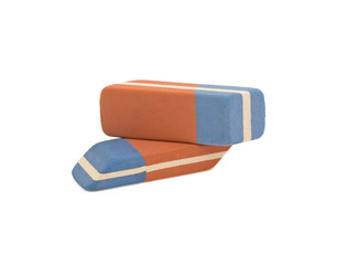 two erasers isolated on a white background