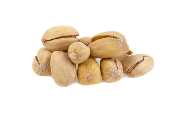 pile of pistachios isolated on white background