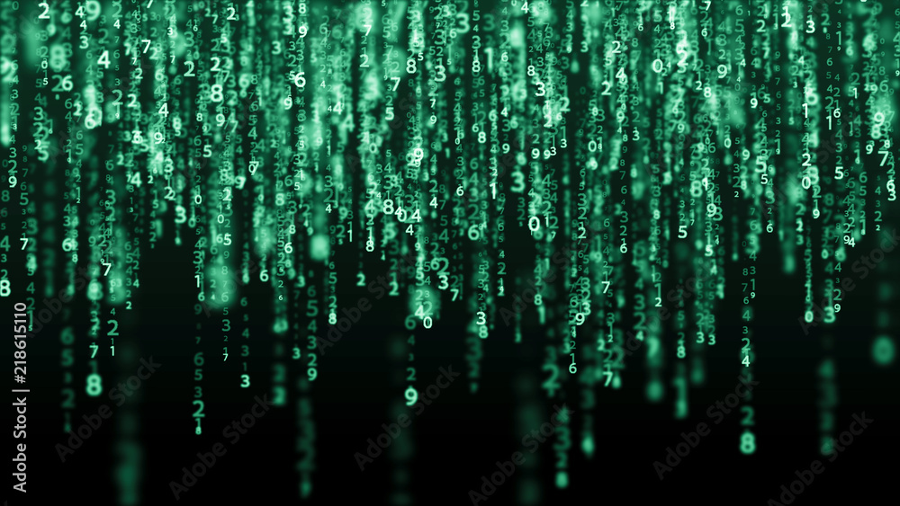 Leinwandbilder Data technology background. Big data visualization. Flow of data. Information code. Background in a matrix style. 4k rendering.