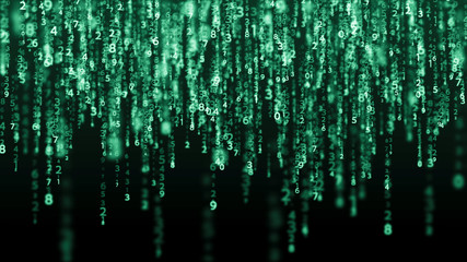 Data technology background. Big data visualization. Flow of data. Information code. Background in a matrix style. 4k rendering.