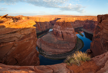 A scenic early morning view of Arizona's famous tourist destination Horseshoe bend.