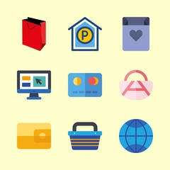 shopping icons set. security, ticket, buy and data graphic works