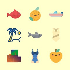 9 tropical icons set