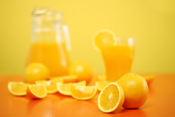 Orange fruit with fresh juice