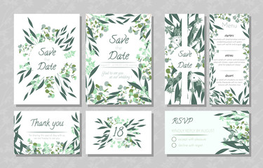 Wedding Cards with Eucalyptus.