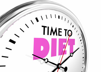 Time to Diet Lose Weight Eat Less Clock Words 3d Illustration