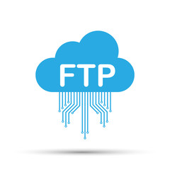 FTP file transfer icon on white background. FTP technology icon. Transfer data to server. Vector illustration.