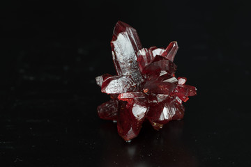Red natural crystal. Natural mineral