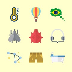 summer vector icons set. hot air balloon, constellation, brasil and thermometer in this set