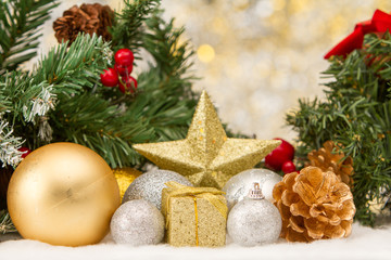 Christmas decoration on abstract background