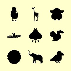 animal icons set. outdoor, endangered, native and massive graphic works