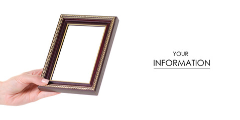 Fototapeta premium Photo frame in hand pattern on white background isolation