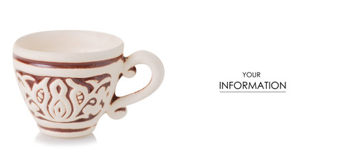 Coffee clay cup pattern on a white background isolation