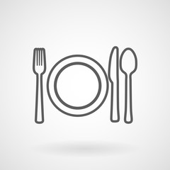 Plate, knife and fork line icon, vector, illustration, eps file