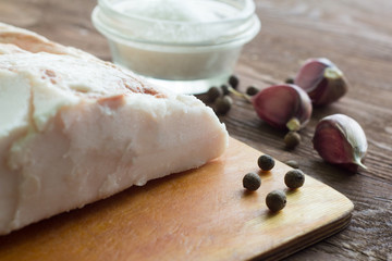 a big piece of pork fat for pickling