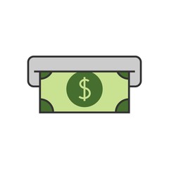 Atm cash flat line icon