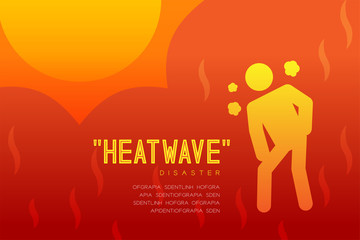 Heatwave Disaster of thirsty man icon pictogram design infographic illustration isolated on orange red gradient background, with copy space - 218632173