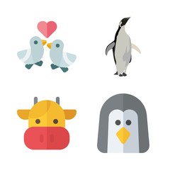 animals icons set. standing, parent, white and romantic graphic works