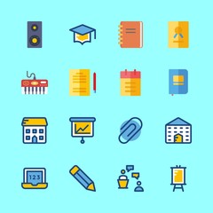 education vector icons set. lecture, certificate, mortarboard and notebook in this set