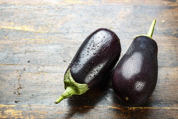 eggplants in drops of water