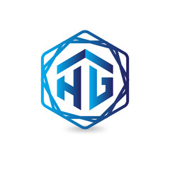 HG Initial letter hexagonal logo vector
