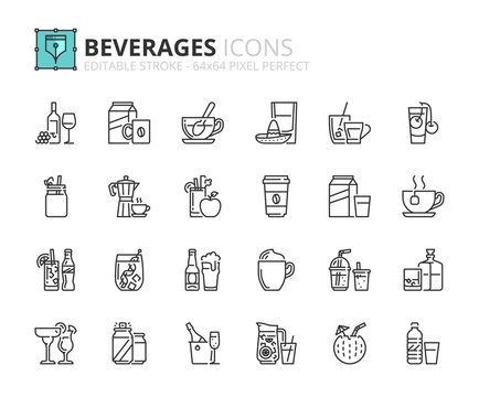 Outline icons about beverages