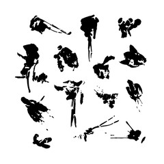 black vector spots and blots on a white background