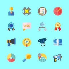marketing vector icons set. stats, chat, megaphone and target in this set
