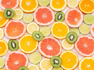 oranges ,grapefruit, and other fruits sliced 