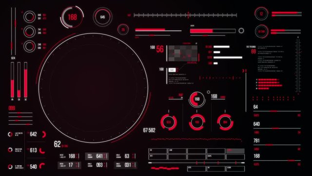 Futuristic user interface with HUD and infographic elements. Looped motion virtual technology background. Intelligent head-up display dashboard for business, games, motion design, web and app.