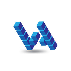 W abstract letter 3d logo icon vector