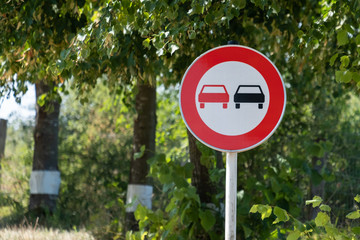 No Overtaking Road Sign Green Background