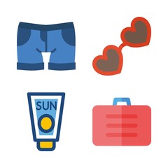 4 beach icons set