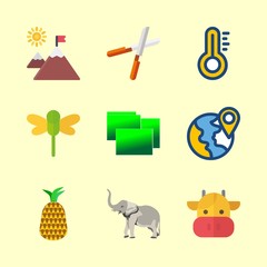 nature icons set. white, abstract, power and handle graphic works