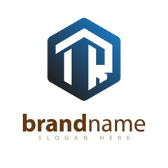 IR Initial letter hexagonal logo vector Template