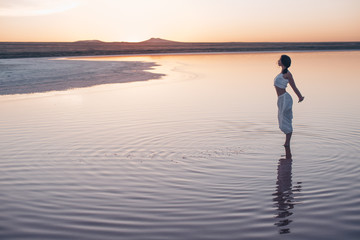 Young girl at sunset