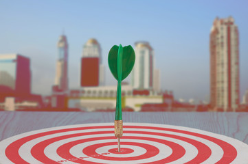 Dart arrow on target dartboard ,Business success concept.