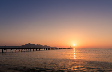 Fototapeta na wymiar Majorca Muro beach sunrise in Alcudia Bay Mallorca at Balearic Islands of Spain