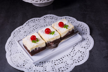 Delicious cherry cream cake
