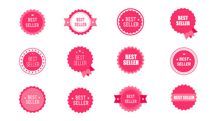 Vintage Bestseller Vector Icons. Set Of Isolated On White Background Bestseller Labels