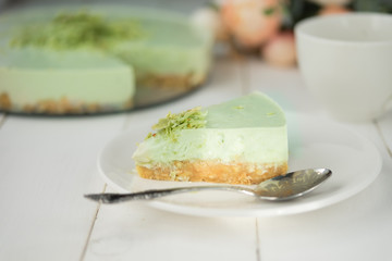 A piece of cheesecake