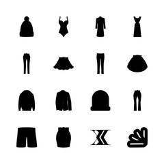 clothes icons set. holiday, long, autumn and body care graphic works