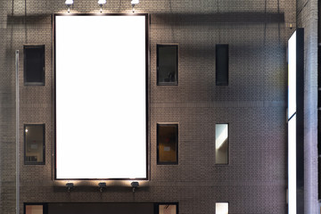Blank poster board wall in modern shopping mall
