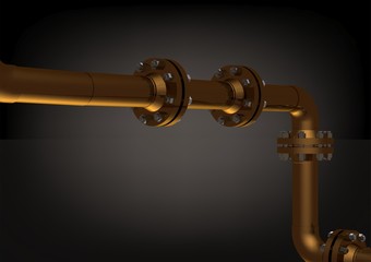 Golden pipeline on a black