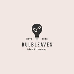 bulb leaf logo hipster vintage retro icon vector illustration
